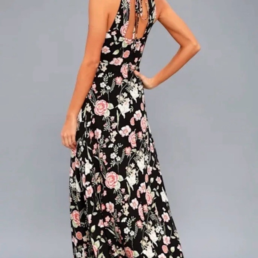 NWT Lulu's Black Floral Maxi Dress - Picture 2 of 8